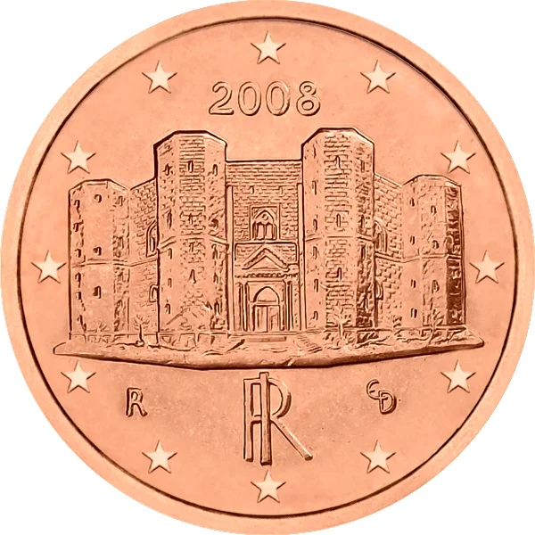 Pièce de 1 centime Italie avec un château