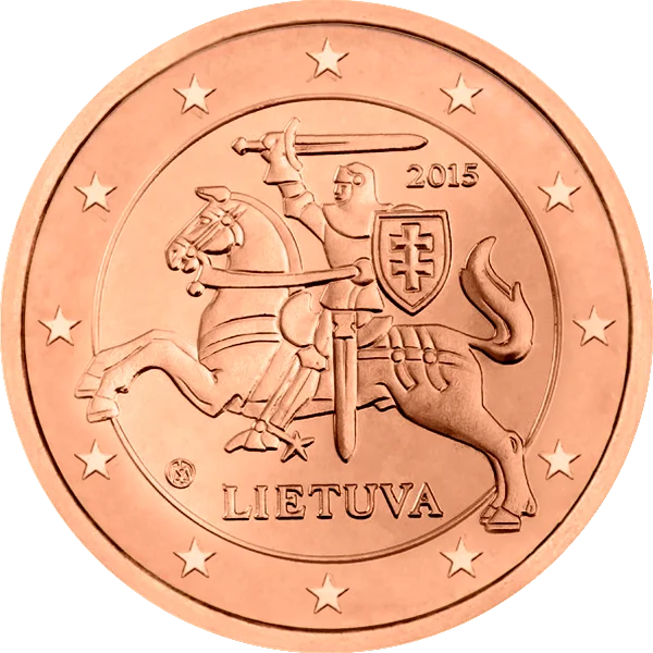 Pièce de 1 centime Lietuva avec un cavalier