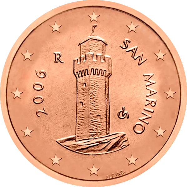 Pièce de 1 centime San Marino avec une tour