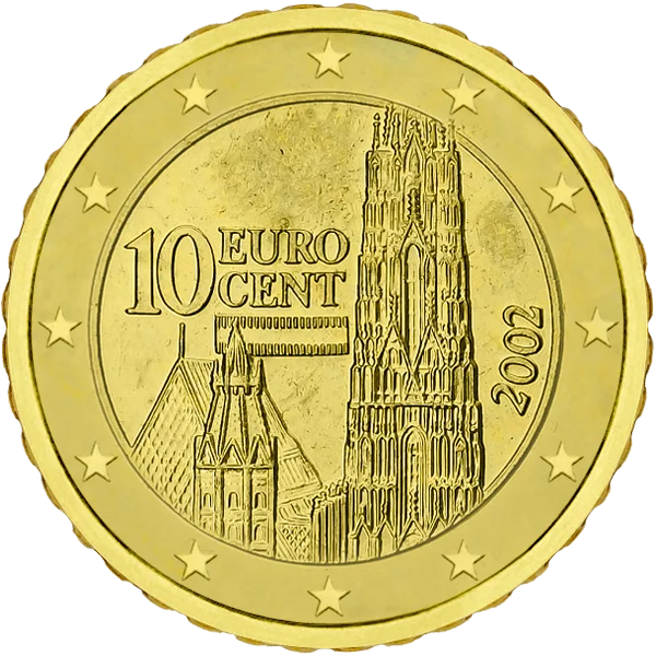 Pièce de 10 centimes 10 euro cent Autriche avec la cathédrale Saint-Étienne