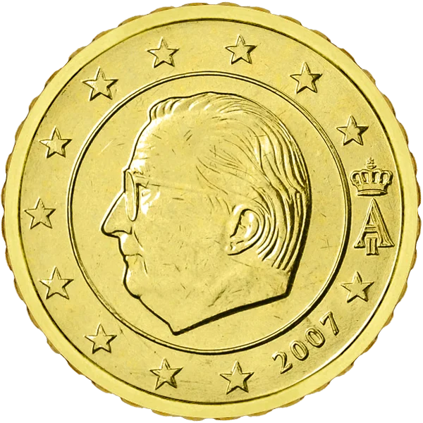 Pièce de 10 centimes Belgique avec un homme à lunette