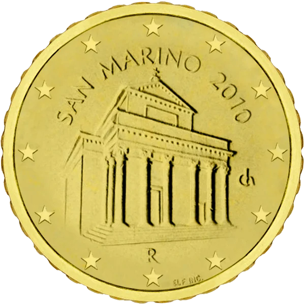 Pièce de 10 centimes San Marino avec basilique
