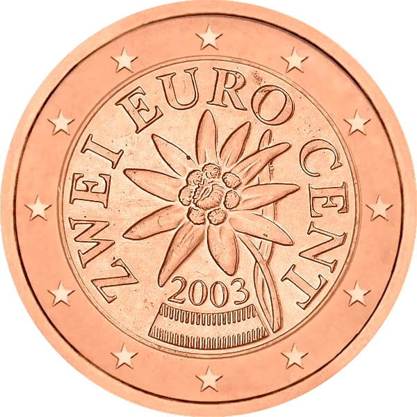 Pièce de 2 centimes zwei euro cent avec fleur
