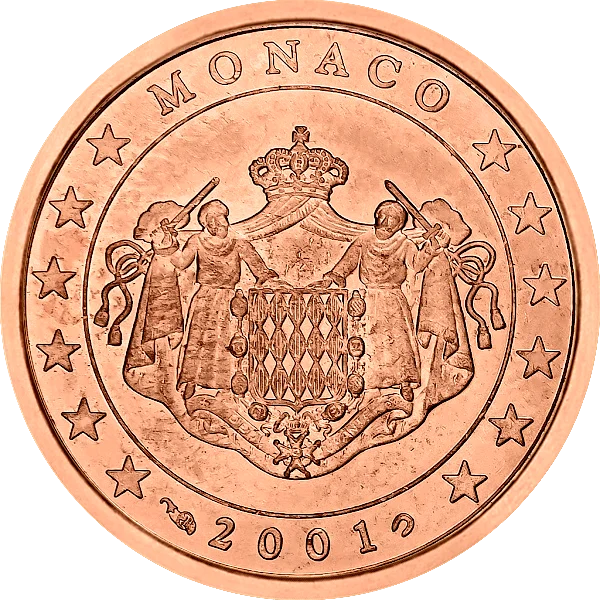 Pièce de 2 centimes Monaco avec armoiries