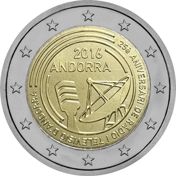 Pièce de 2 euros 25 ans de la radio et de la télévision d'Andorre