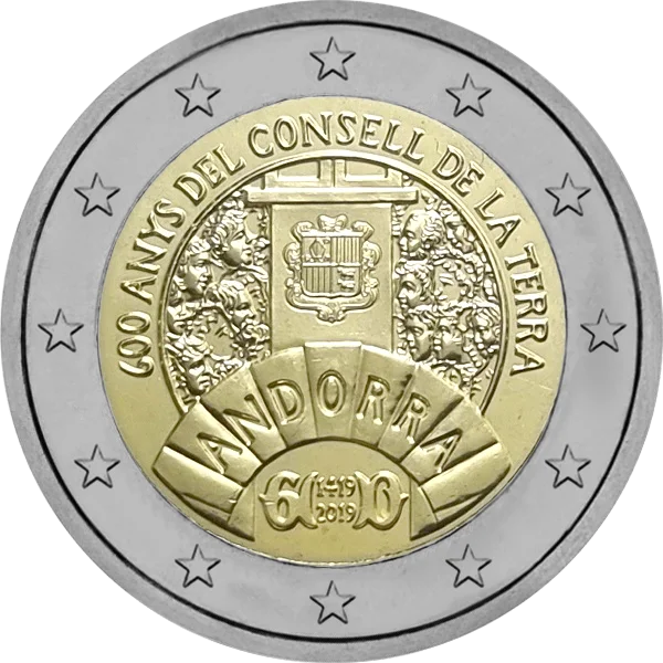 Pièce de 2 euros 600 ans du Conseil de la Terre