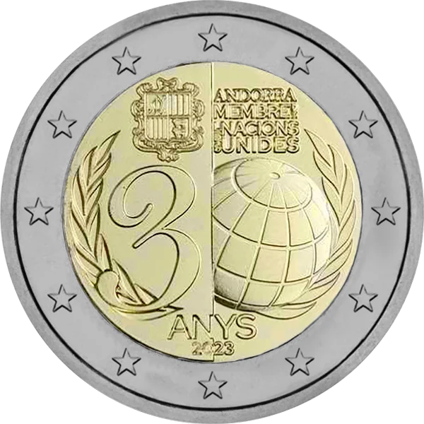 Pièce de 2 euros 30 ans d'Andorre à l'ONU
