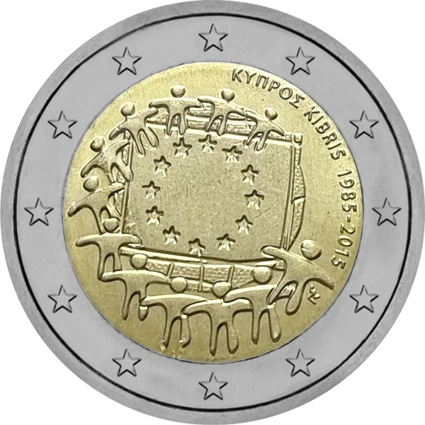 Pièce de 2 euros Kyiipoe Kibris 1985-2015 30 ans du drapeau européen