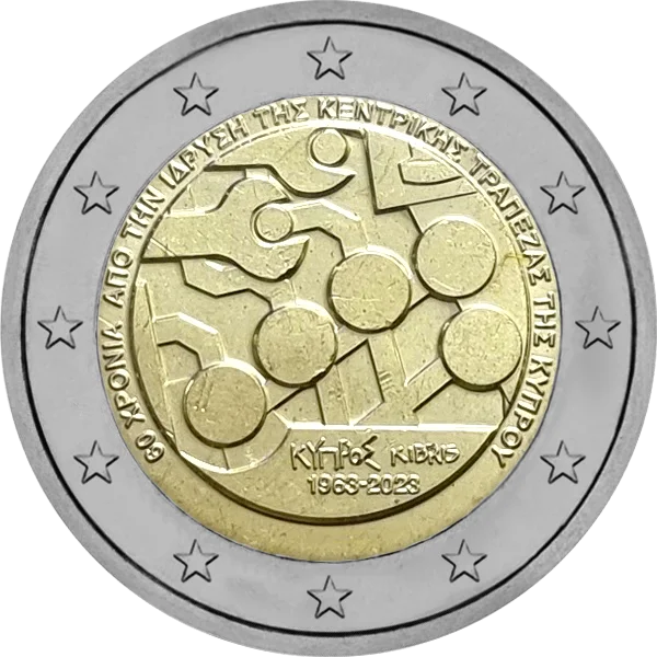 Pièce de 2 euros Kyiipoe Kibris 1963-2023 60 ans Banque Centrale