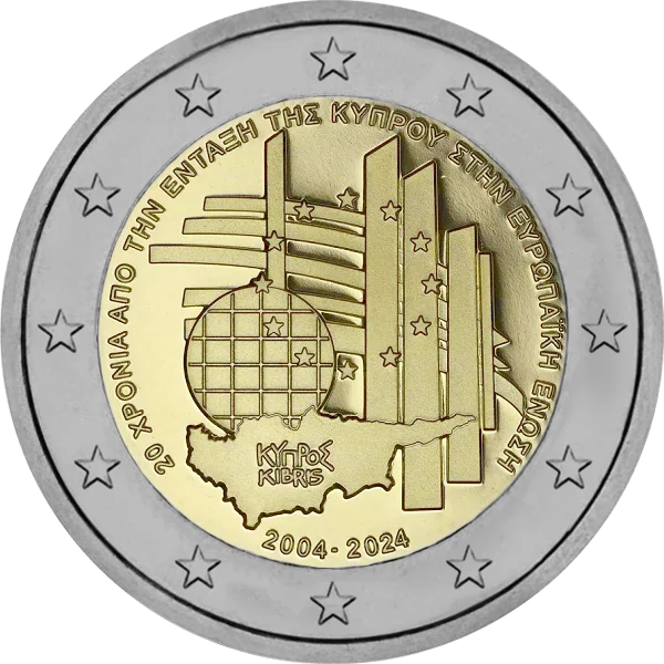Pièce de 2 euros Kyiipoe Kibris 2004-2024 20 ans dans l'UE
