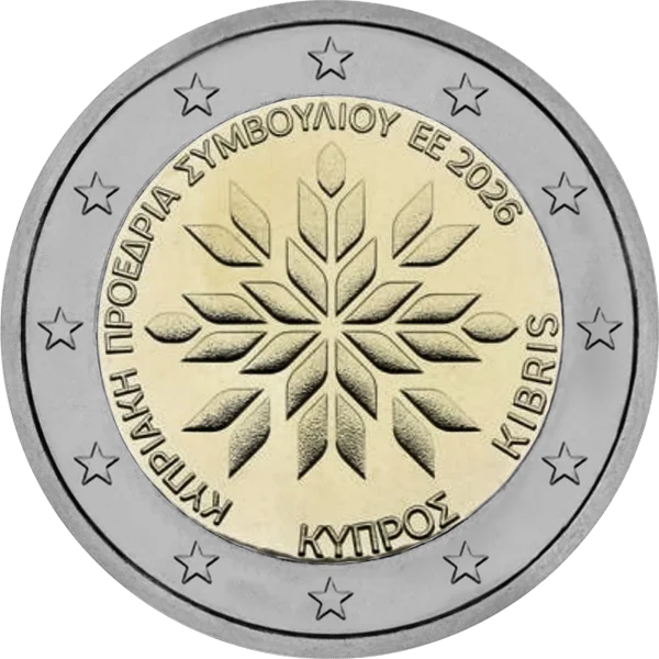 Pièce de 2 euros Kyiipoe Kibris avec une étoile à 8 branches 2026