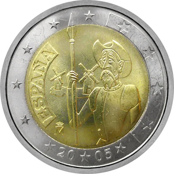 Pièce de 2 euros Don Quichotte avec Moulins à vent Espana 2005