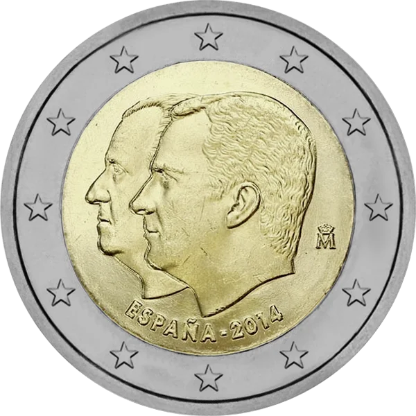 Pièce de 2 euros avec 2 têtes Espana 2014