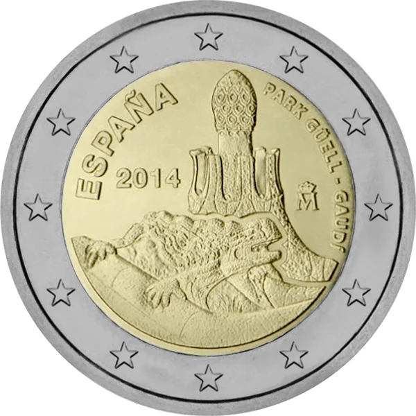 Pièce de 2 euros Park Güell - Gaudi Espana 2014