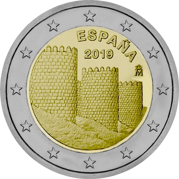 Pièce de 2 euros Vieille d'Avila avec 3 tours Espana 2019