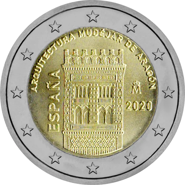 Pièce de 2 euros Arquitectura Mudeja de aragon Espana 2020
