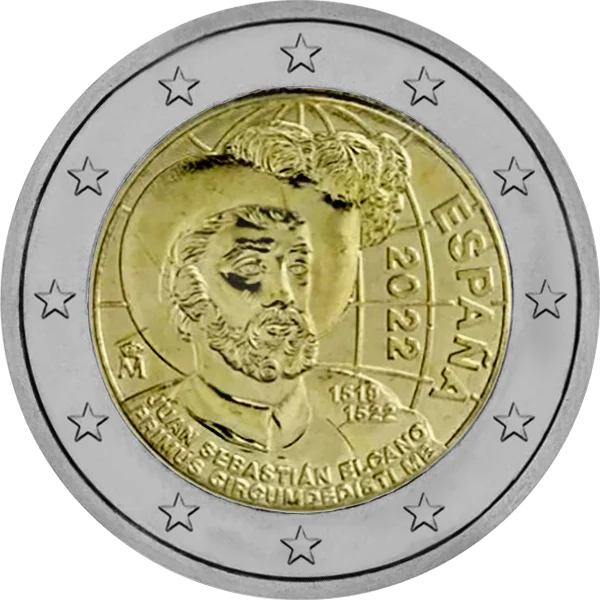 Pièce de 2 euros Juan Sebastian Elgano Primus circumdedisti me Espana 2022