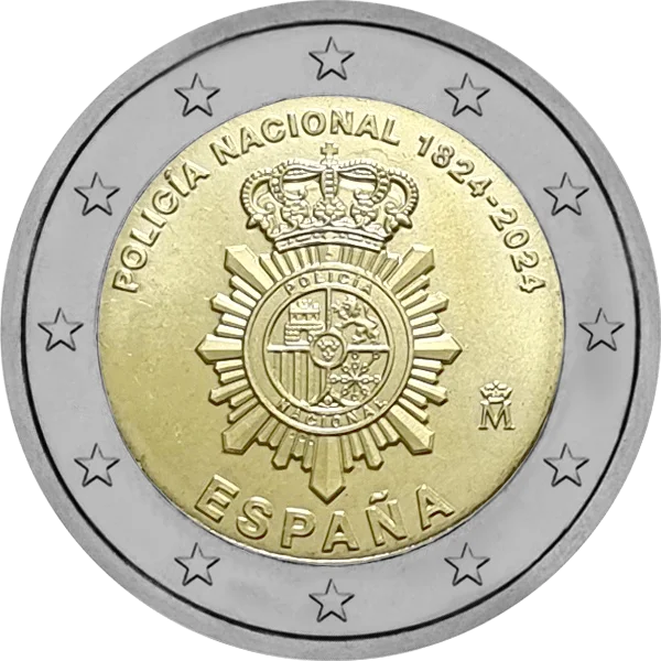 Pièce de 2 euros Policia Nacional 1824-2024 Espana