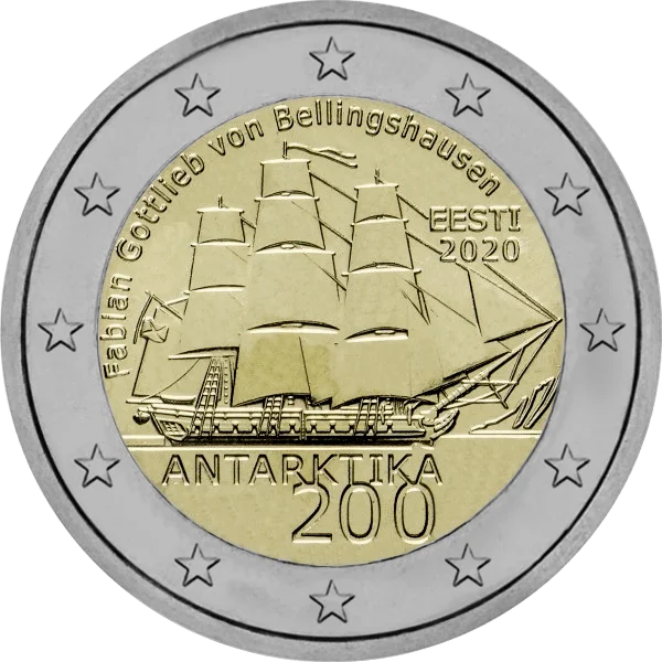 Pièce de 2 euros Antarktika 200 Fabian Gottlieb von Bellinghaussen Eesti 2020