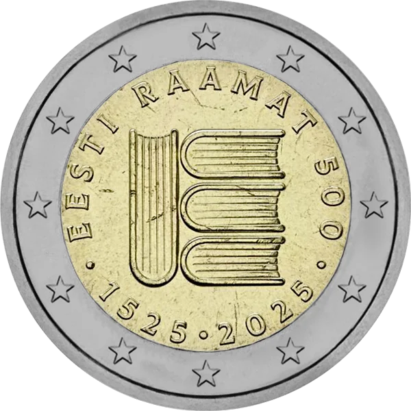 Pièce de 2 euros Eesti Raamat 500 1525-205 avec des livres