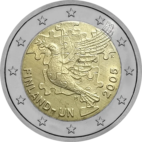 Pièce de 2 euros Finland-UN 2005 avec colombe et puzzle