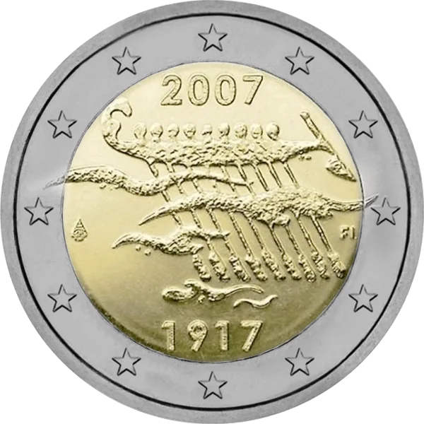Pièce de 2 euros 1917-2007 avec un drakkar