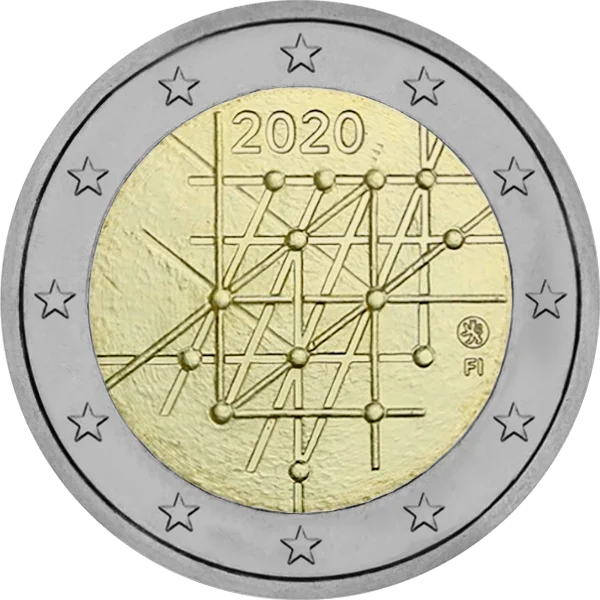 Pièce de 2 euros 2020 FI avec des lignes et des points