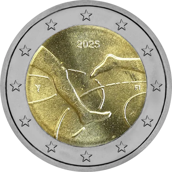 Pièce de 2 euros avec 2 coureurs 2025