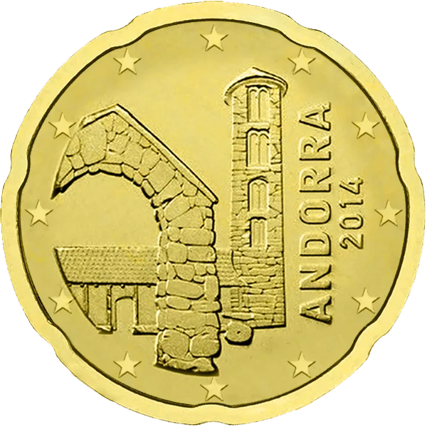 Pièce de 20 centimes Andorra avec une église