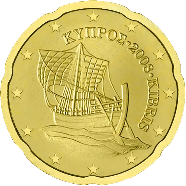 Pièce de 20 centimes Kyiipoe Kibris avec bateau