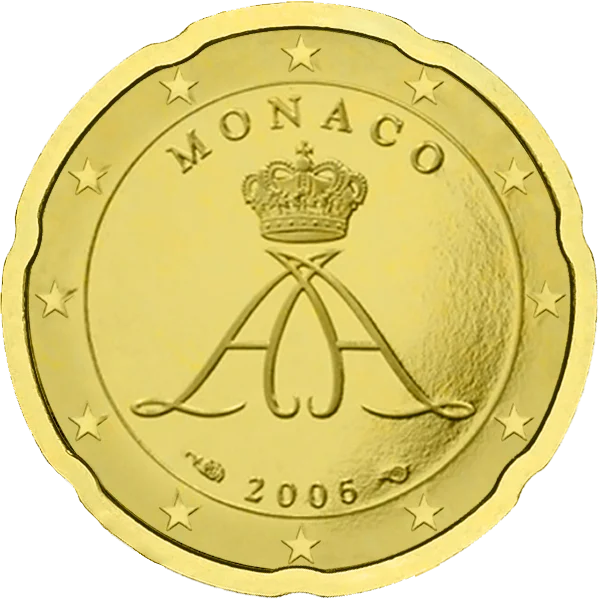 Pièce de 20 centimes Monaco monogramme Albert II