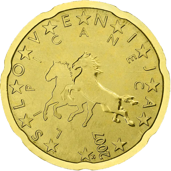 Pièce de 20 centimes Lipicanec avec 2 chevaux Slovenija