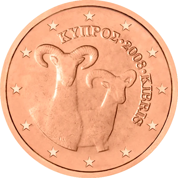 Pièce de 5 centimes Kyiipoe Kibris avec deux chèvres