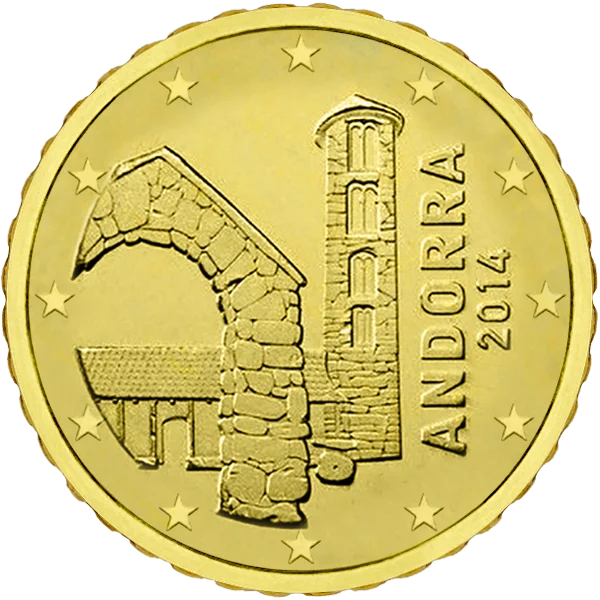 Pièce de 50 centimes Andorra avec une église