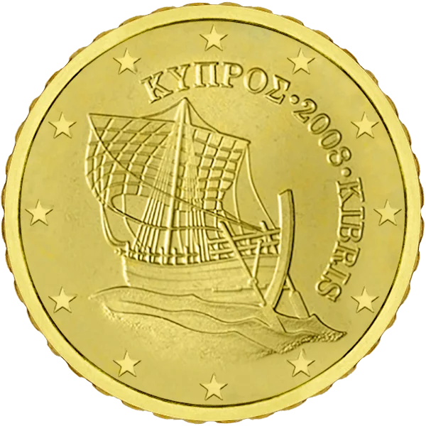 Pièce de 50 centimes Kyiipoe Kibris avec bateau