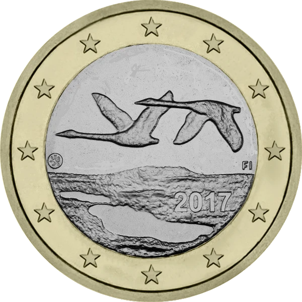 Pièce de 1 euro avec 2 oiseaux v2