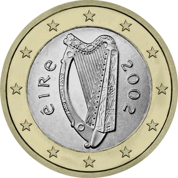 Pièce de 1 euro Eire avec une harpe