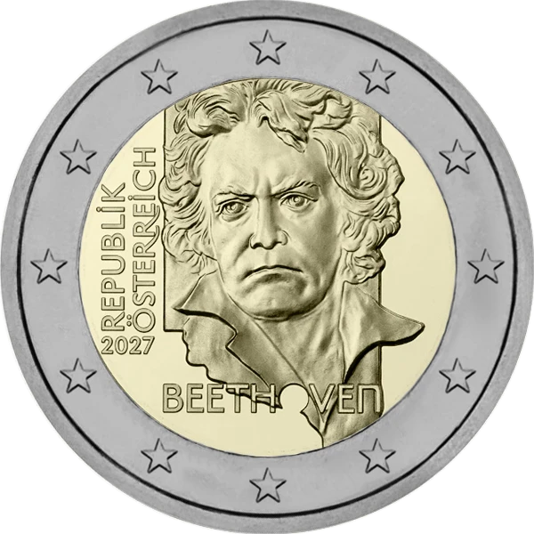 Pièce de 2 euros Beethoven Republik Österreich 2027