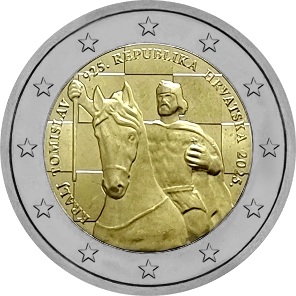 Pièce de 2 euros Kralj Tomislav 925. Republika Hrvatska 2025 homme sur un cheval