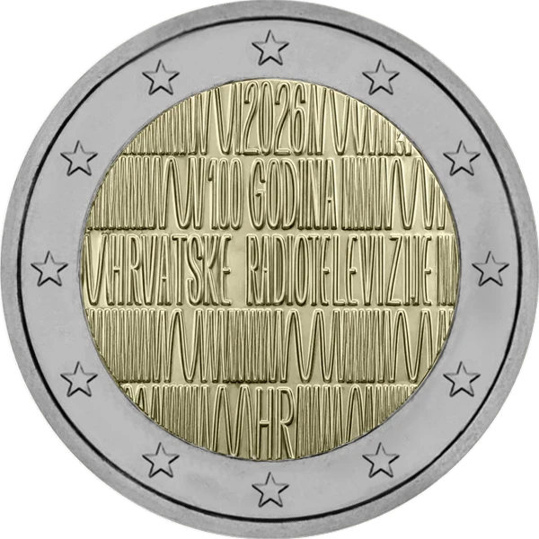 Pièce de 2 euros 2026 100 godina Hrvatske radiotelevizije HR