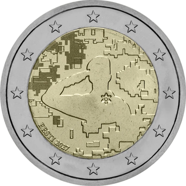Pièce de 2 euros anciens combattants Eesti 2027 avec un camouflage militaire