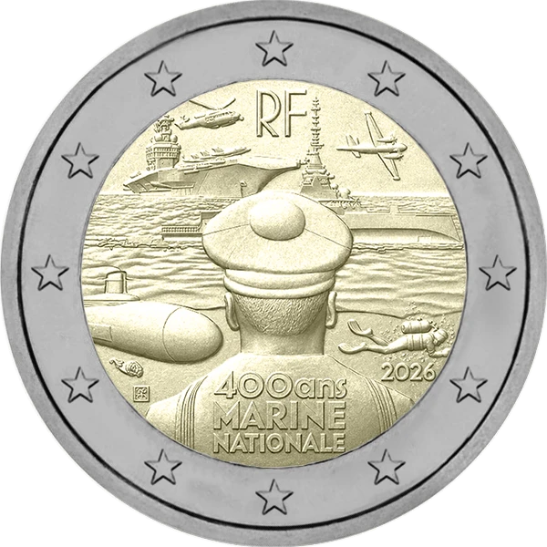 Pièce de 2 euros 400 ans Marine Nationale 2026 RF