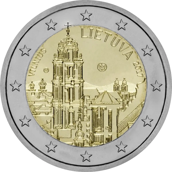 Pièce de 2 euros Vilniues Lietuva 2017 avec une église
