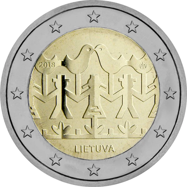 Pièce de 2 euros chants et danses Lietuva 2018