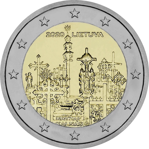 Pièce de 2 euros Kryziu Kalnas 2020 Lietuva avec des croix