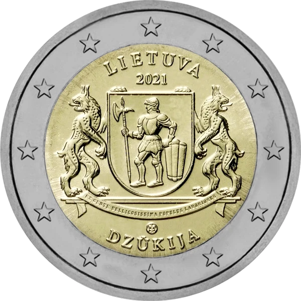Pièce de 2 euros Dzukija Lietuva 2021 Ex Gente Belligosissika Popeles Labariosus