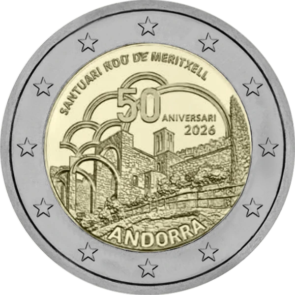 Pièce de 2 euros Santuari Nou de Meritxell 50 Aniversari 2026 Andorra