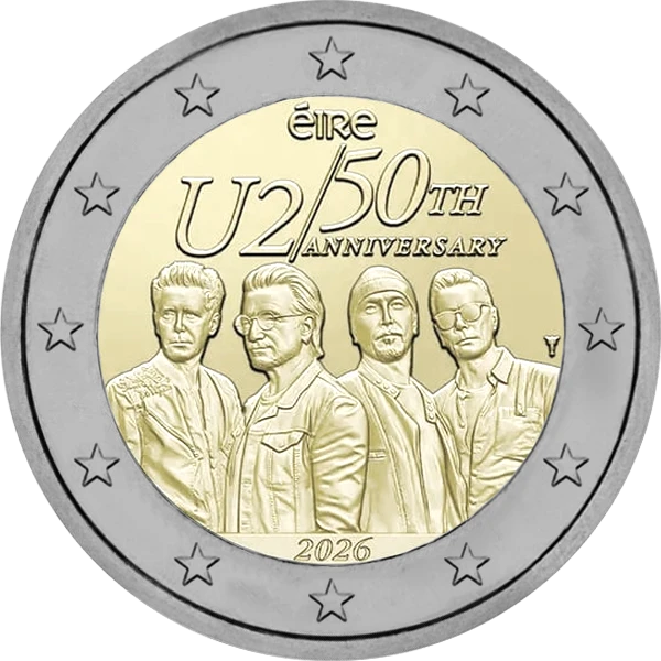 Pièce de 2 euros Éire U2 50th anniversary 2026